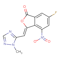 Chemical structure of (3Z)-6-fluoro-3-[(1-methyl-1H-1,2,4-triazol-5-yl)methylidene]-4-nitro-1,3-dihydro-2-benzofuran-1-one - CSSB00025752993