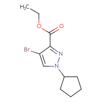 Chemical structure of ethyl 4-bromo-1-cyclopentyl-1H-pyrazole-3-carboxylate - CSSB00025724247