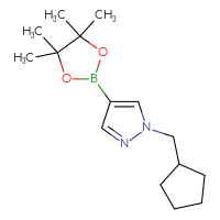 Chemical structure of 1-(cyclopentylmethyl)-4-(4,4,5,5-tetramethyl-1,3,2-dioxaborolan-2-yl)-1H-pyrazole - CSSB00010144066