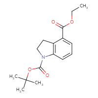 Chemical structure of 1-tert-butyl 4-ethyl 2,3-dihydro-1H-indole-1,4-dicarboxylate - CSSB00037707207