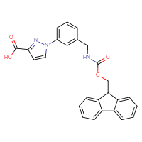 Chemical structure of 1-{3-[({[(9H-fluoren-9-yl)methoxy]carbonyl}amino)methyl]phenyl}-1H-pyrazole-3-carboxylic acid - CSSB00102681605