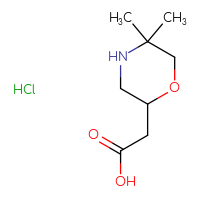 Chemical structure of 2-(5,5-dimethylmorpholin-2-yl)acetic acid hydrochloride - CSSS00138546312
