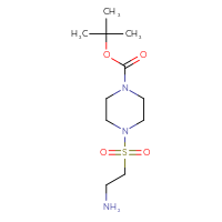 Chemical structure of tert-butyl 4-(2-aminoethanesulfonyl)piperazine-1-carboxylate - CSSB00010187547