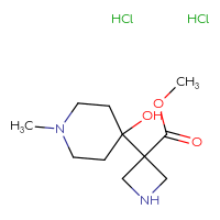 Chemical structure of methyl 3-(4-hydroxy-1-methylpiperidin-4-yl)azetidine-3-carboxylate dihydrochloride - CSSB21381578139