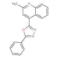 Chemical structure of 2-methyl-4-(5-phenyl-1,3,4-oxadiazol-2-yl)quinoline - CSSB00104127028