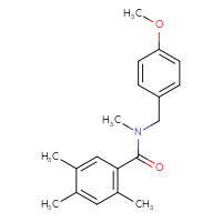 Chemical structure of N-[(4-methoxyphenyl)methyl]-N,2,4,5-tetramethylbenzamide - CSSB02315496843