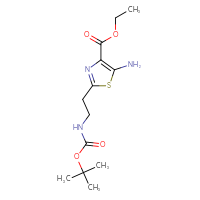 Chemical structure of ethyl 5-amino-2-(2-{[(tert-butoxy)carbonyl]amino}ethyl)-1,3-thiazole-4-carboxylate - CSSB00132302488