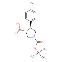 Chemical structure of (3R,4S)-1-[(tert-butoxy)carbonyl]-4-(4-methylphenyl)pyrrolidine-3-carboxylic acid - CSSB00025709052