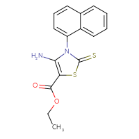 Chemical structure of ethyl 4-amino-3-(naphthalen-1-yl)-2-sulfanylidene-2,3-dihydro-1,3-thiazole-5-carboxylate - CSSB00020595791
