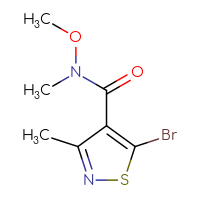 Chemical structure of 5-bromo-N-methoxy-N,3-dimethyl-1,2-thiazole-4-carboxamide - CSSB00108473736