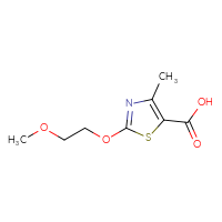 Chemical structure of 2-(2-methoxyethoxy)-4-methyl-1,3-thiazole-5-carboxylic acid - CSSB00010264335