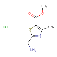 Chemical structure of methyl 2-(aminomethyl)-4-methyl-1,3-thiazole-5-carboxylate hydrochloride - CSSB03496549444