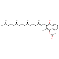 Chemical structure of 4-hydroxy-2-methyl-3-[(2E,7R,11R)-3,7,11,15-tetramethylhexadec-2-en-1-yl]naphthalen-1-yl acetate - CSSB14948336786