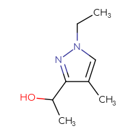 Chemical structure of 1-(1-ethyl-4-methyl-1H-pyrazol-3-yl)ethan-1-ol - CSSB06767923565