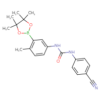 Chemical structure of 1-(4-cyanophenyl)-3-[4-methyl-3-(4,4,5,5-tetramethyl-1,3,2-dioxaborolan-2-yl)phenyl]urea - CSSB21332091655