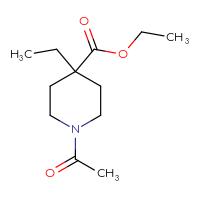 Chemical structure of ethyl 1-acetyl-4-ethylpiperidine-4-carboxylate - CSSB01789292955