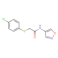 Chemical structure of 2-[(4-chlorophenyl)sulfanyl]-N-(1,2-oxazol-4-yl)acetamide - CSSB01999028954