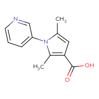 Chemical structure of 2,5-dimethyl-1-(pyridin-3-yl)-1H-pyrrole-3-carboxylic acid - CSSB00000737299