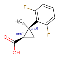 Chemical structure of rac-(1R,2S)-2-(2,6-difluorophenyl)-2-methylcyclopropane-1-carboxylic acid - CSSB21285254368