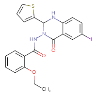 Chemical structure of 2-ethoxy-N-[6-iodo-4-oxo-2-(thiophen-2-yl)-1,2,3,4-tetrahydroquinazolin-3-yl]benzamide - CSSB00121678075