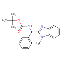 Chemical structure of tert-butyl N-[(1-methyl-1H-1,3-benzodiazol-2-yl)(phenyl)methyl]carbamate - CSSB00025946271