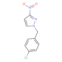 Chemical structure of 1-[(4-chlorophenyl)methyl]-3-nitro-1H-pyrazole - CSSB00000028144