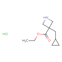 Chemical structure of ethyl 3-(cyclopropylmethyl)azetidine-3-carboxylate hydrochloride - CSSB21043406315