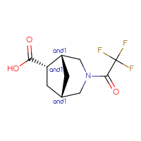 Chemical structure of rac-(1R,5S,6R)-3-(2,2,2-trifluoroacetyl)-3-azabicyclo[3.2.1]octane-6-carboxylic acid - CSSB20620695201