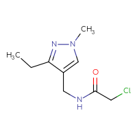 Chemical structure of 2-chloro-N-[(3-ethyl-1-methyl-1H-pyrazol-4-yl)methyl]acetamide - CSSB00013260650