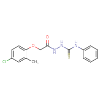 Chemical structure of 2-(4-chloro-2-methylphenoxy)-N-[(phenylcarbamothioyl)amino]acetamide - CSSB00025728875