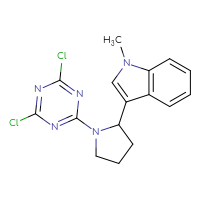 Chemical structure of 3-[1-(4,6-dichloro-1,3,5-triazin-2-yl)pyrrolidin-2-yl]-1-methyl-1H-indole - CSSB21332066375