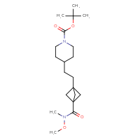 Chemical structure of tert-butyl 4-(2-{3-[methoxy(methyl)carbamoyl]bicyclo[1.1.1]pentan-1-yl}ethyl)piperidine-1-carboxylate - CSSB21151590006