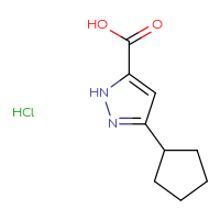 Chemical structure of 3-cyclopentyl-1H-pyrazole-5-carboxylic acid hydrochloride - CSSB00107973855