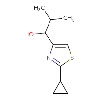 Chemical structure of 1-(2-cyclopropyl-1,3-thiazol-4-yl)-2-methylpropan-1-ol - CSSB00154209947