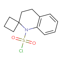 Chemical structure of 3',4'-dihydro-1'H-spiro[cyclobutane-1,2'-quinoline]-1'-sulfonyl chloride - CSSB21224764169