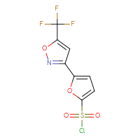 Chemical structure of 5-[5-(trifluoromethyl)-1,2-oxazol-3-yl]furan-2-sulfonyl chloride - CSSB00015186020