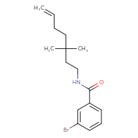 Chemical structure of 3-bromo-N-(3,3-dimethylhept-6-en-1-yl)benzamide - CSSB20521787682