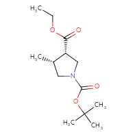 Chemical structure of 1-tert-butyl 3-ethyl (3S,4R)-4-methylpyrrolidine-1,3-dicarboxylate - CSSB00121572551