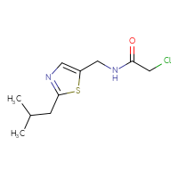 Chemical structure of 2-chloro-N-{[2-(2-methylpropyl)-1,3-thiazol-5-yl]methyl}acetamide - CSSB02374166191