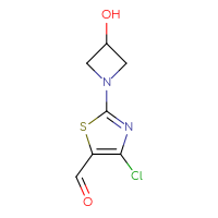 Chemical structure of 4-chloro-2-(3-hydroxyazetidin-1-yl)-1,3-thiazole-5-carbaldehyde - CSSB00015957770