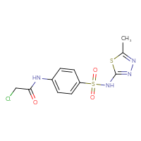 Chemical structure of 2-chloro-N-{4-[(5-methyl-1,3,4-thiadiazol-2-yl)sulfamoyl]phenyl}acetamide - CSSB00020598709