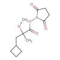 Chemical structure of 2,5-dioxopyrrolidin-1-yl 3-cyclobutyl-2-methoxy-2-methylpropanoate - CSSB20270035445