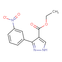 Chemical structure of ethyl 3-(3-nitrophenyl)-1H-pyrazole-4-carboxylate - CSSB00160524004