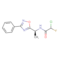 Chemical structure of 2-chloro-2-fluoro-N-[(1S)-1-(3-phenyl-1,2,4-oxadiazol-5-yl)ethyl]acetamide - CSSB21332102972