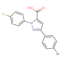 Chemical structure of 3-(4-bromophenyl)-1-(4-fluorophenyl)-1H-pyrazole-5-carboxylic acid - CSSB00020614765