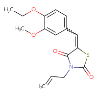 Chemical structure of 5-[(4-ethoxy-3-methoxyphenyl)methylidene]-3-(prop-2-en-1-yl)-1,3-thiazolidine-2,4-dione - CSSB00121632483