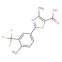 Chemical structure of 4-methyl-2-[4-methyl-3-(trifluoromethyl)phenyl]-1,3-thiazole-5-carboxylic acid - CSSB00025773195