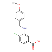 Chemical structure of 4-chloro-3-{[(4-methoxyphenyl)methyl]amino}benzoic acid - CSSB00121614493