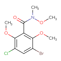 Chemical structure of 3-bromo-5-chloro-N,2,6-trimethoxy-N-methylbenzamide - CSSB15046471647