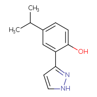 Chemical structure of 4-(propan-2-yl)-2-(1H-pyrazol-3-yl)phenol - CSSB00010007727